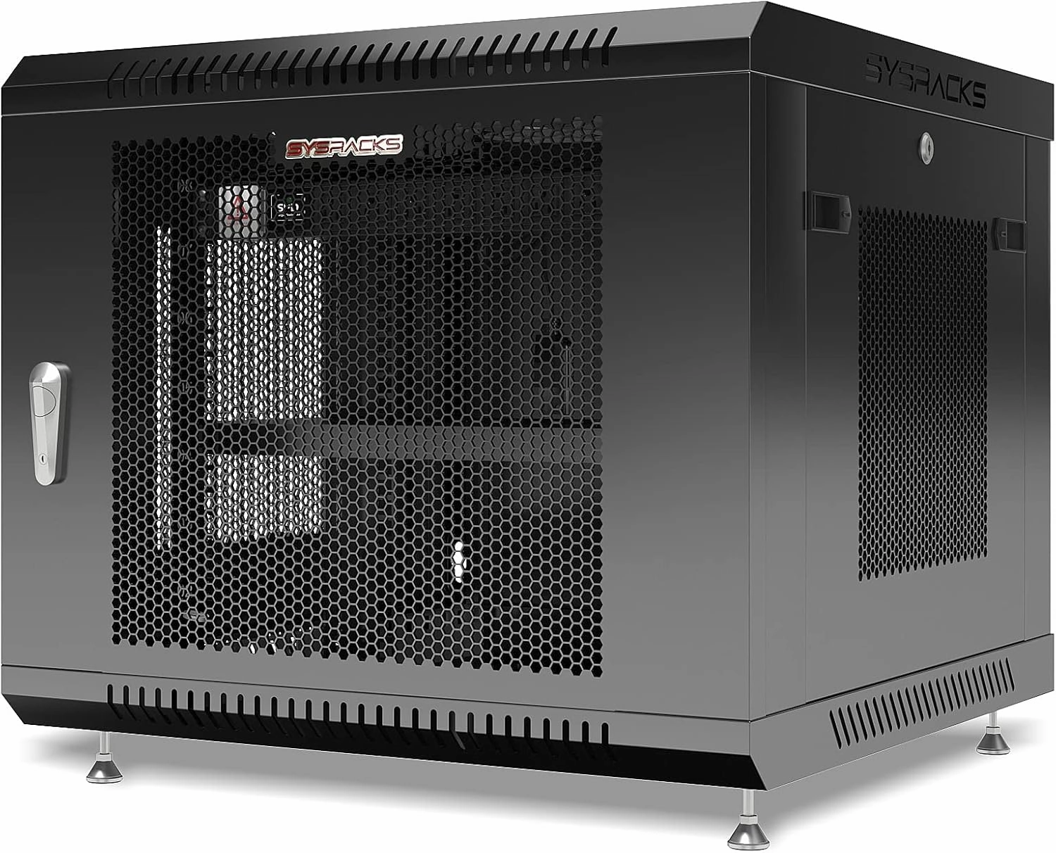 Sysracks - Wall Mount Server Rack - Locking Network Cabinet - AV Enclosure - Vented Audio Rack - Networking Enclosure 24 Inch Depth IT Computer Cabinet - Shelf - Fan (9U (24" w x24 d x20 h)) equipment cabinet,AV gear cabinet,component enclosure,