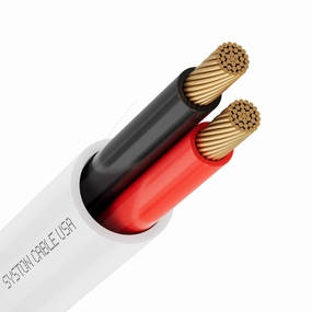 SYSTON 14/2 Speaker Audio Cable Wire Bulk, 14AWG 2C Strand OFC - Oxygen Free Copper Conductors, CMR Riser-Rated Indoor/Outdoor UV Resistant RoHS Compliant for Home Theater Car Speakers, White 100 FT speaker cable,audio wire,hi-fi speaker cord,
