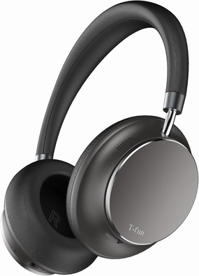 T-fun NC35 Hybrid Active Noise Cancelling Headphones, 360 Spatial Audio with Head Tracking, Over Ear Headphones Wireless Bluetooth 5.3, 55H ANC Playtime, Deep Bass, Custom EQ via App, for Travel Home reference headphones,neutral sound headphones,monitor he