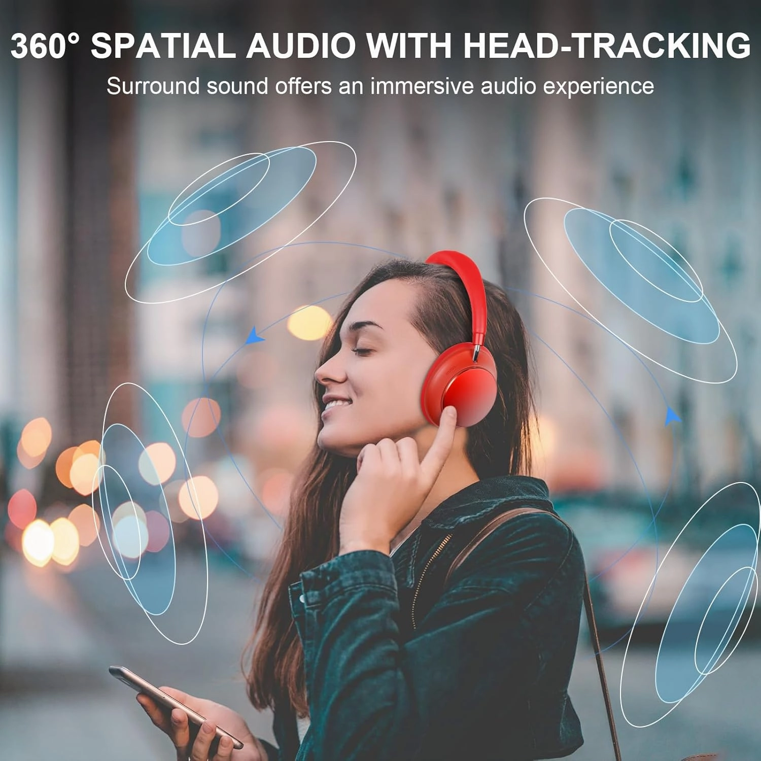 T-fun NC35 Hybrid Active Noise Cancelling Headphones, 360 Spatial Audio with Head Tracking, Over Ear Headphones Wireless Bluetooth 5.3, 55H ANC Playtime, Deep Bass, Custom EQ via App, for Travel Home