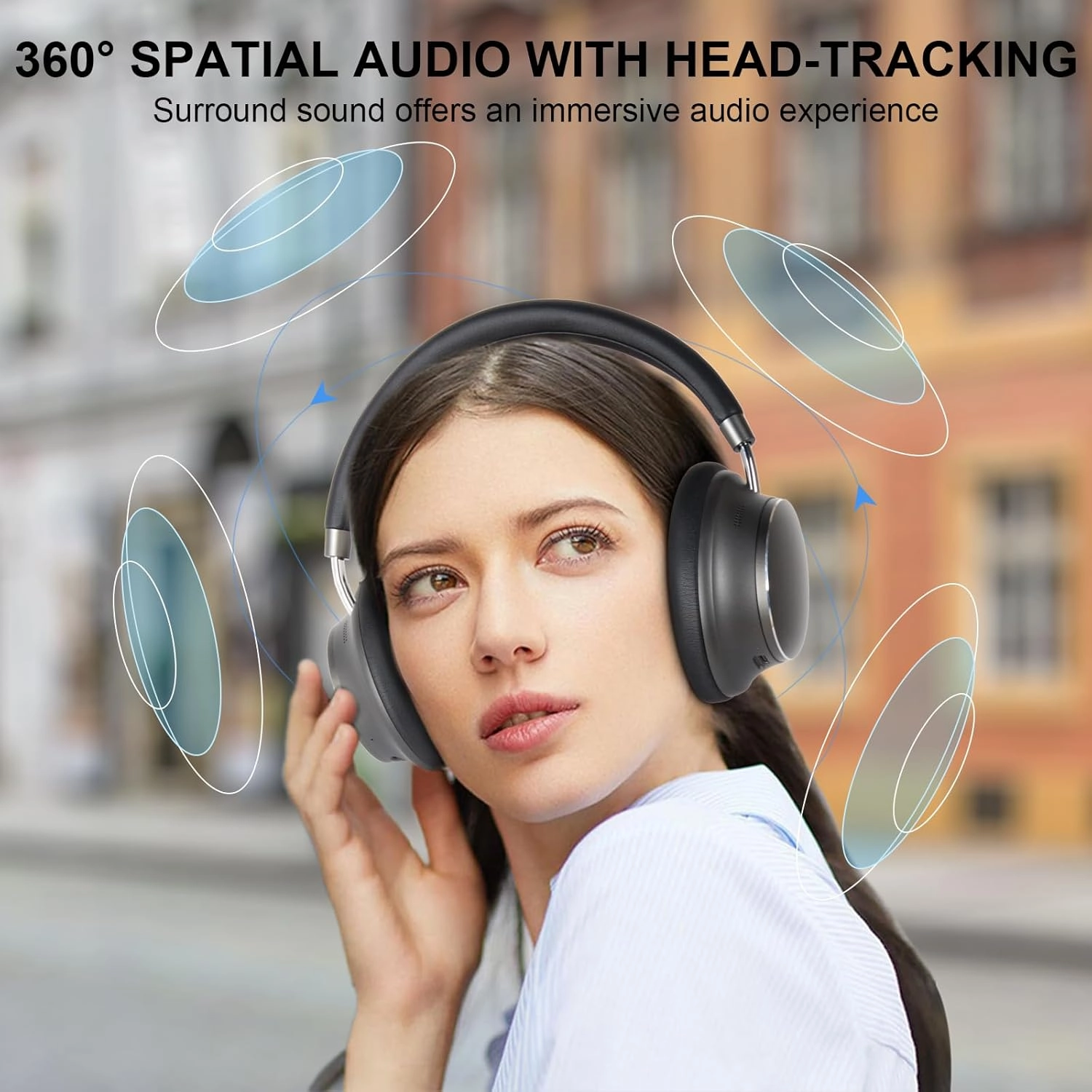 T-fun NC35 Hybrid Active Noise Cancelling Headphones, 360 Spatial Audio with Head Tracking, Over Ear Headphones Wireless Bluetooth 5.3, 55H ANC Playtime, Deep Bass, Custom EQ via App, for Travel Home