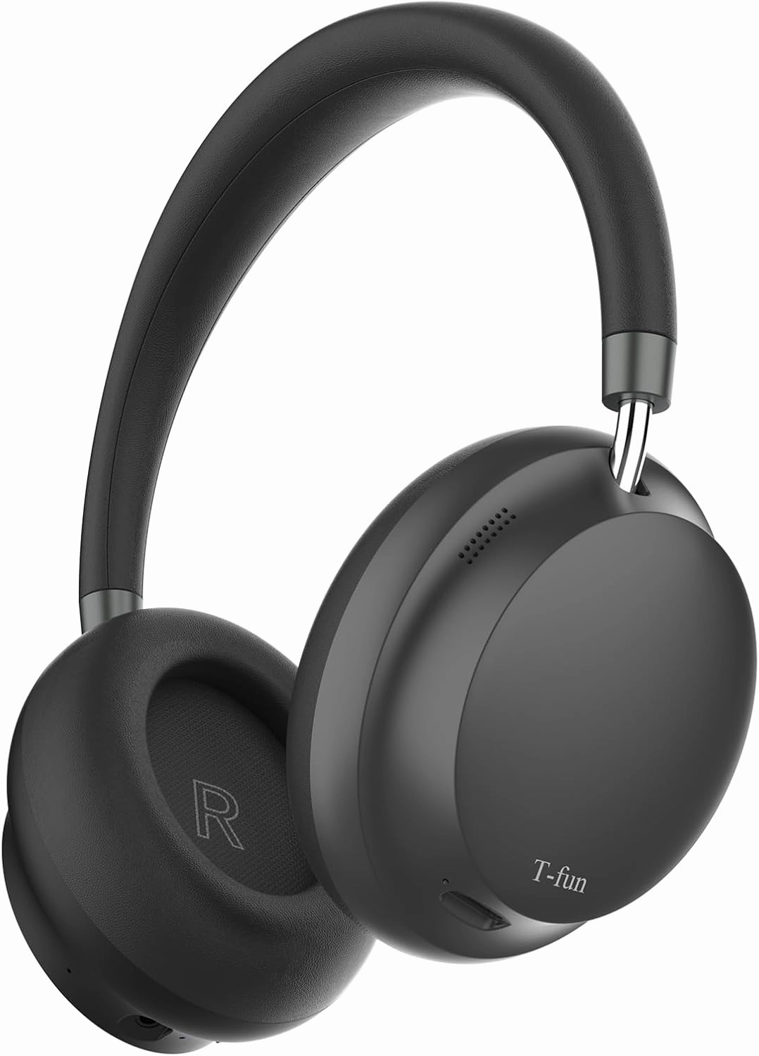 T-fun NC45 Active Noise Cancelling Headphones, Comfortable Wireless Over Ear Headset with Mic, 55H Playtime, Hi-Res Audio, Deep Bass, Low Latency, Bluetooth 5.3 ANC Headphones for Travel Home over-ear headphones,closed back headphones,wireless studio cans,