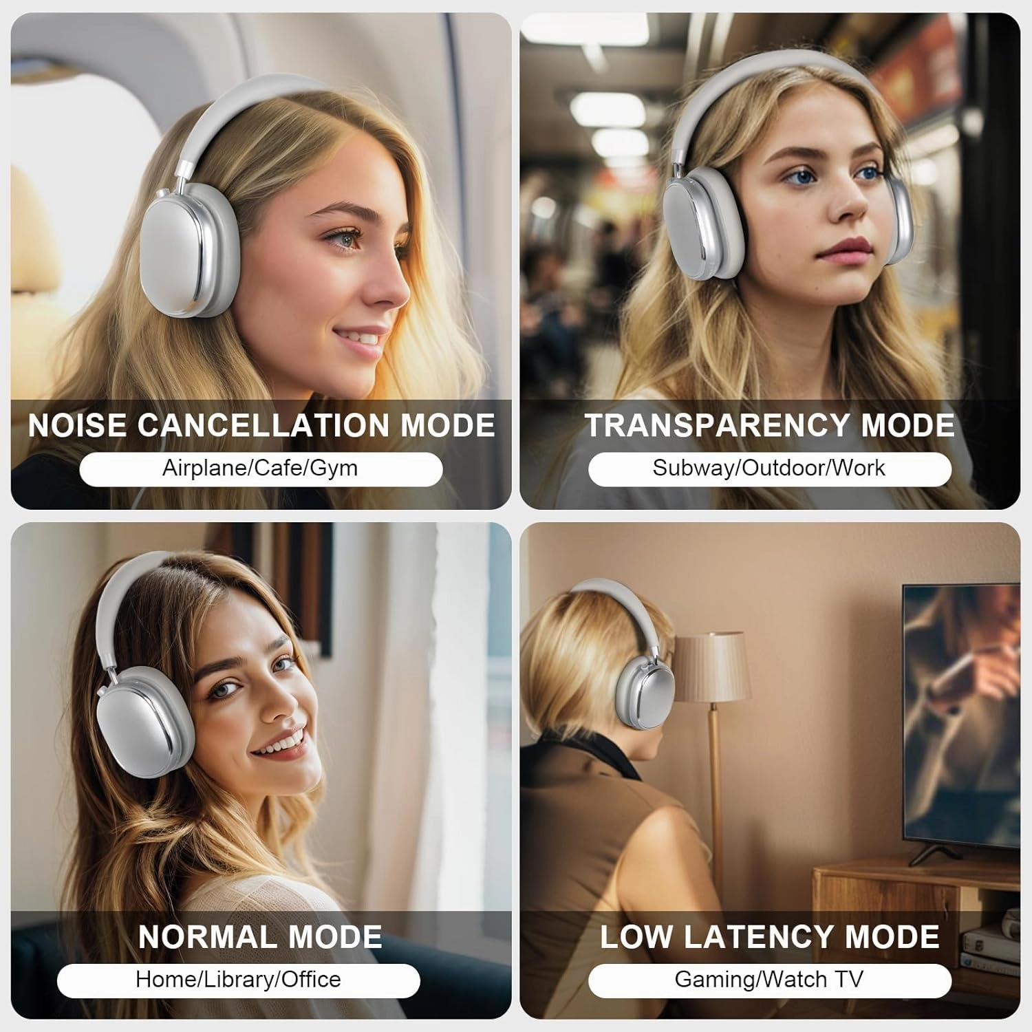 T-fun NC95 Hybrid Active Noise Cancelling Headphones, Over Ear Headphones Wireless Bluetooth 5.3, Built-in Mic, 65H Playtime, App Control, Hi-Res Audio, Comfort Fit, Clear Calls for Travel/Workout