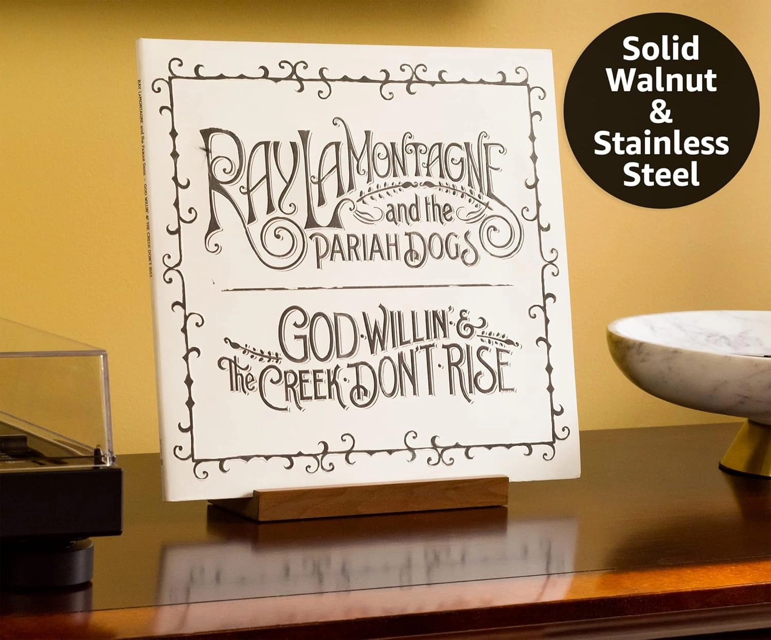 Tabletop Solid Walnut Now Playing Vinyl Holder, Vinyl Display Stand, Record Holder for Albums, Ipad