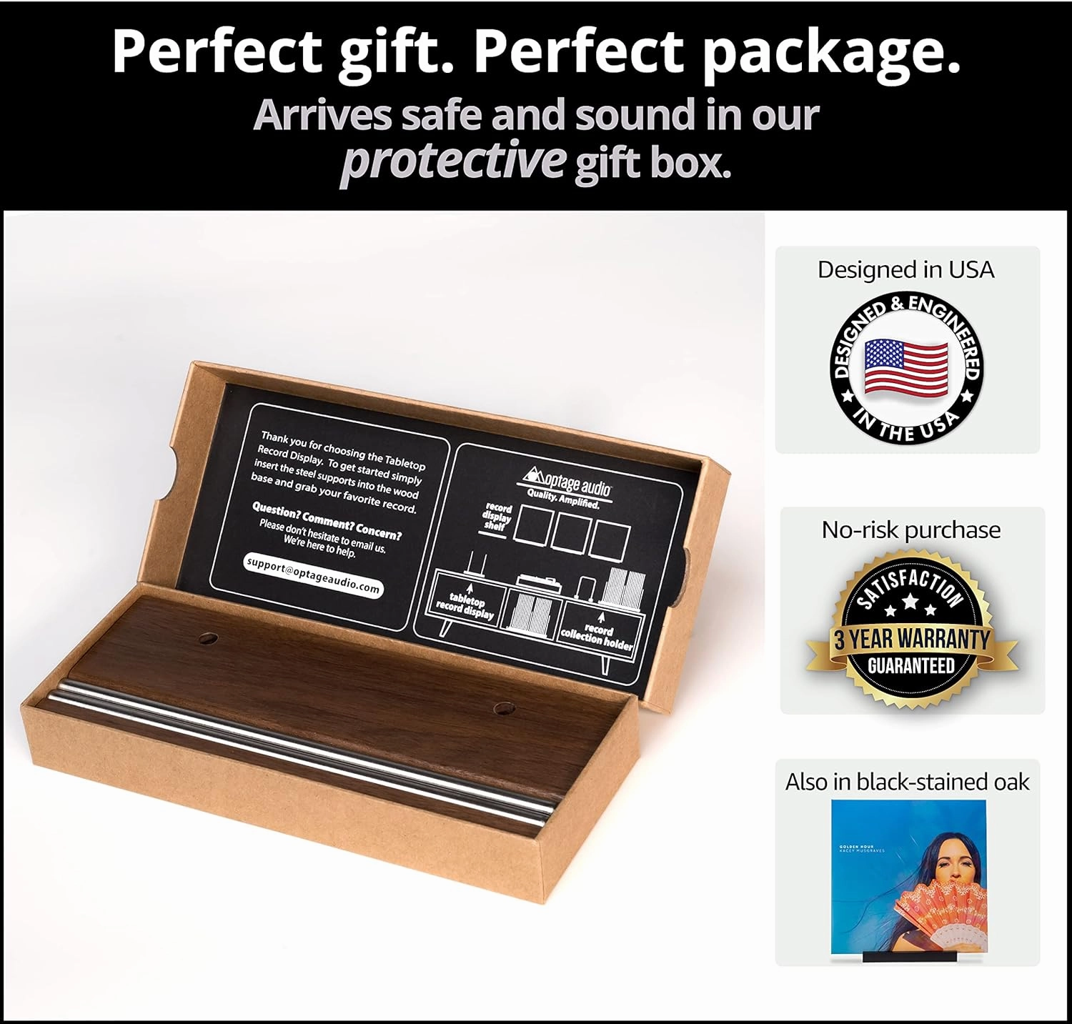 Tabletop Solid Walnut Now Playing Vinyl Holder, Vinyl Display Stand, Record Holder for Albums, Ipad