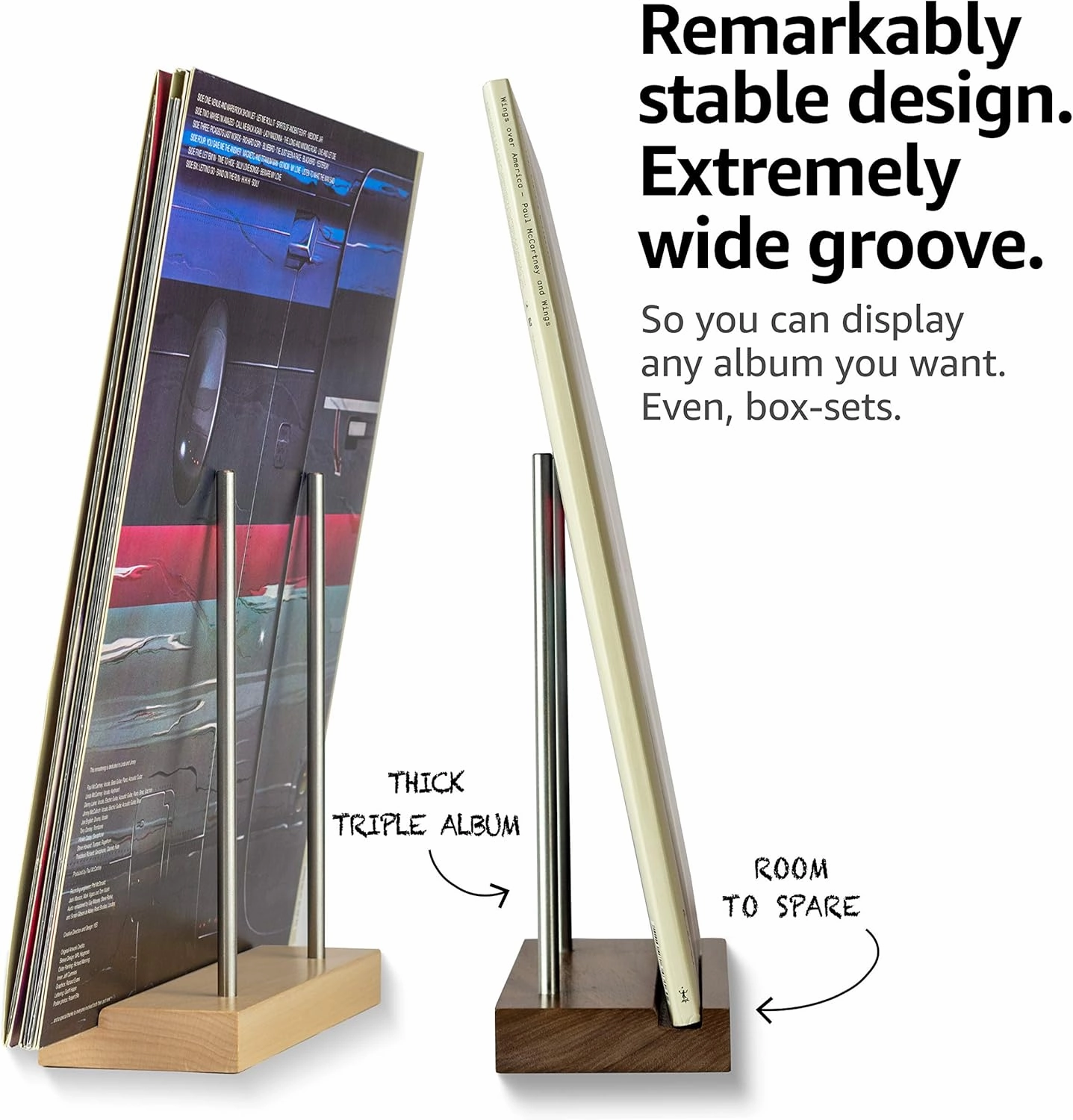 Tabletop Solid Walnut Now Playing Vinyl Holder, Vinyl Display Stand, Record Holder for Albums, Ipad