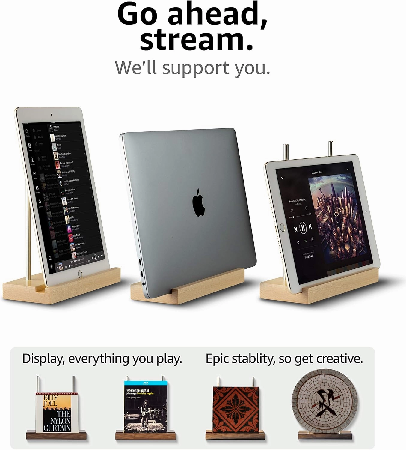 Tabletop Solid Walnut Now Playing Vinyl Holder, Vinyl Display Stand, Record Holder for Albums, Ipad