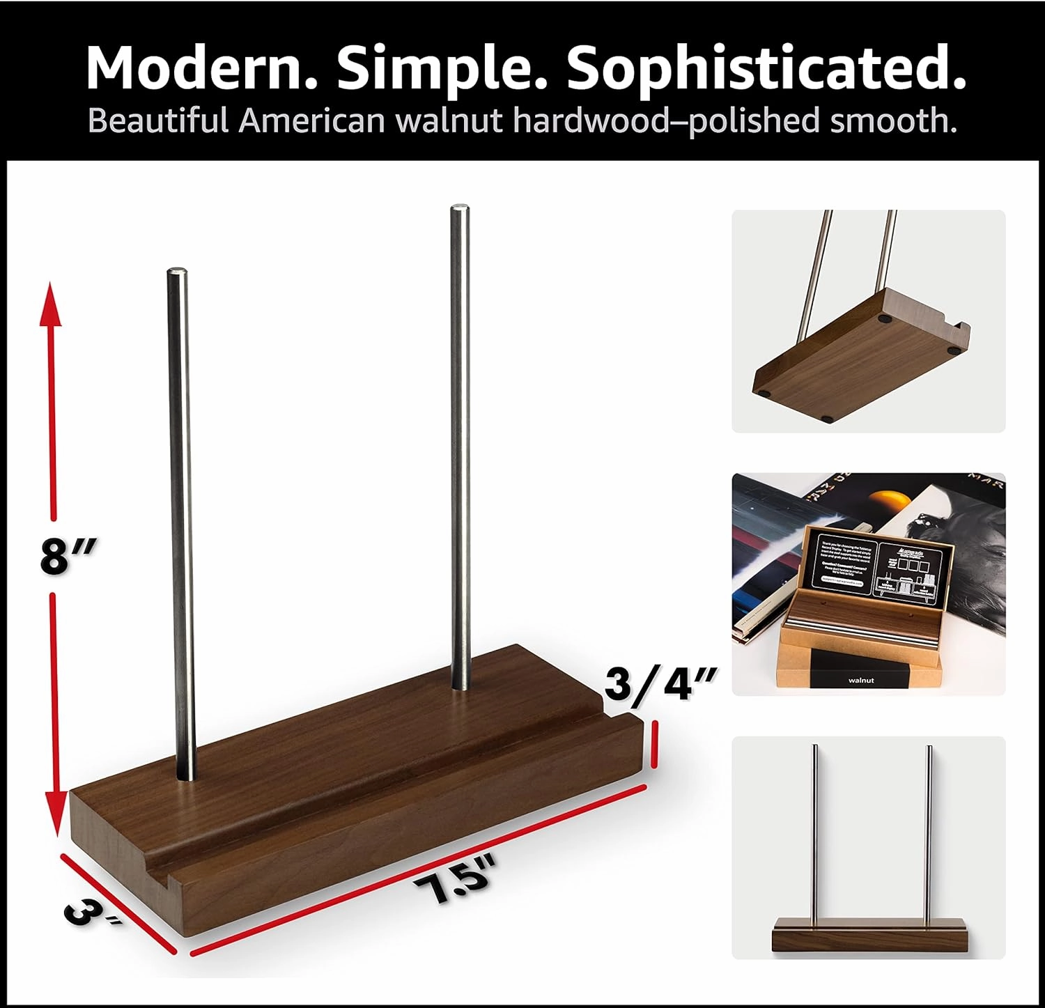 Tabletop Solid Walnut Now Playing Vinyl Holder, Vinyl Display Stand, Record Holder for Albums, Ipad