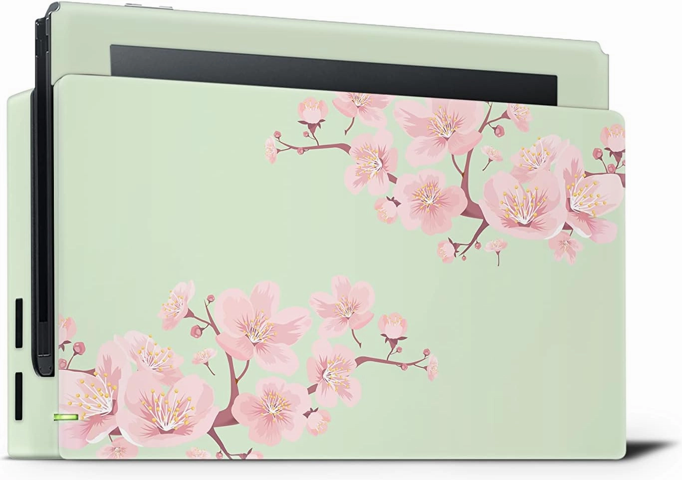 Tacky Design Japanese Cherry Blossom Skin Wrap Cover for Nintendo Switch, Beige Color Skin, Premium Vinyl 3M Full Wrap Decal (Mint Green)
