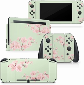 Tacky Design Japanese Cherry Blossom Skin Wrap Cover for Nintendo Switch, Beige Color Skin, Premium Vinyl 3M Full Wrap Decal (Mint Green) vinyl accessories,turntable parts,record player tools,