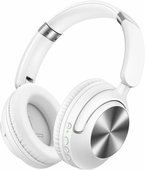 TAGRY Active Noise Cancelling Over Ear Headphones 100H Playback Bluetooth Headphones Earphones with Deep Bass Light Weight Comfort Headsets with Fast Charging for Work Travel Home Office PC White over-ear headphones,closed back headphones,wireless studio c