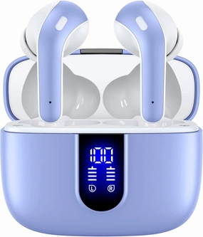 TAGRY Bluetooth Headphones True Wireless Earbuds 60H Playback LED Power Display Earphones with Wireless Charging Case IPX5 Waterproof in-Ear Ear buds with Mic for TV Smart Phone Laptop Computer Sports TWS earbuds,compact wireless buds,Bluetooth ear tips,