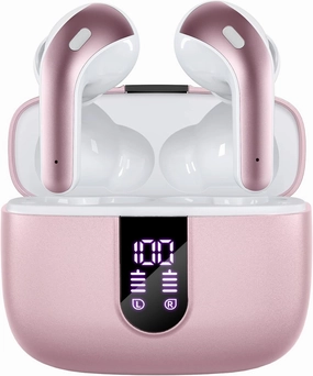 TAGRY Bluetooth Headphones True Wireless Earbuds 60H Playback LED Power Display Earphones with Wireless Charging Case IPX5 Waterproof in-Ear Ear buds with Mic for TV Smart Phone Laptop Computer Sports noise cancelling headphones,ANC headphones,travel headp