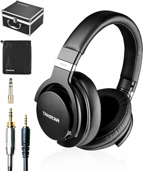 TAKSTAR Over-Ear Monitor Headphones Bass Adjustment HiFi Stereo Dynamic Studio Noise Cancelling Headsets for Recording Monitoring  PRO 82 Black reference headphones,neutral sound headphones,monitor headphones,
