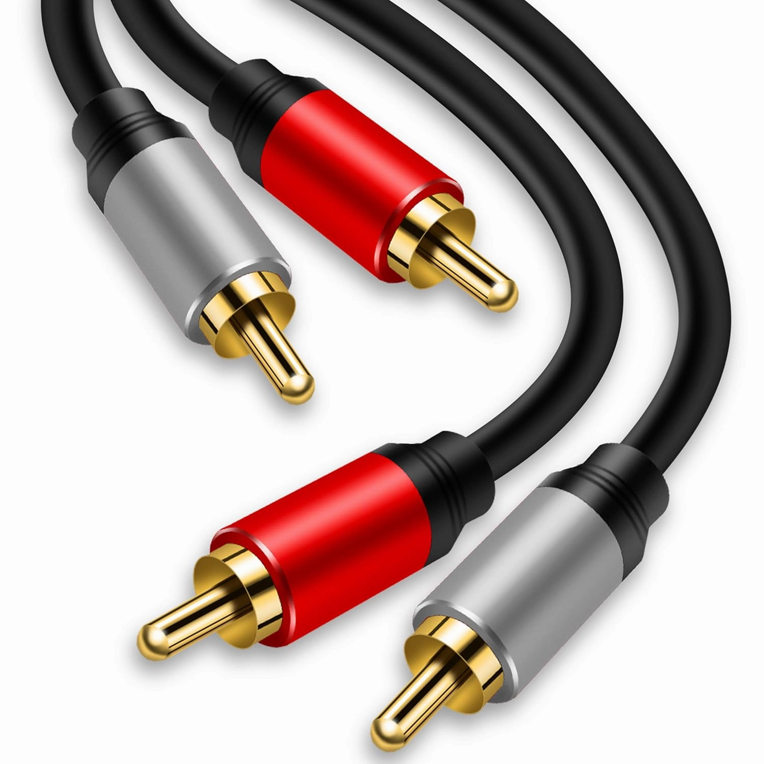 Tan QY 2RCA to 2RCA Cable 3Ft, Gold-Plated 2 RCA Male to 2 RCA Male Stereo Audio Cable for Home Theater, HDTV, Gaming Consoles, Hi-Fi Systems (3Ft/1M) speaker cable,audio wire,hi-fi speaker cord,