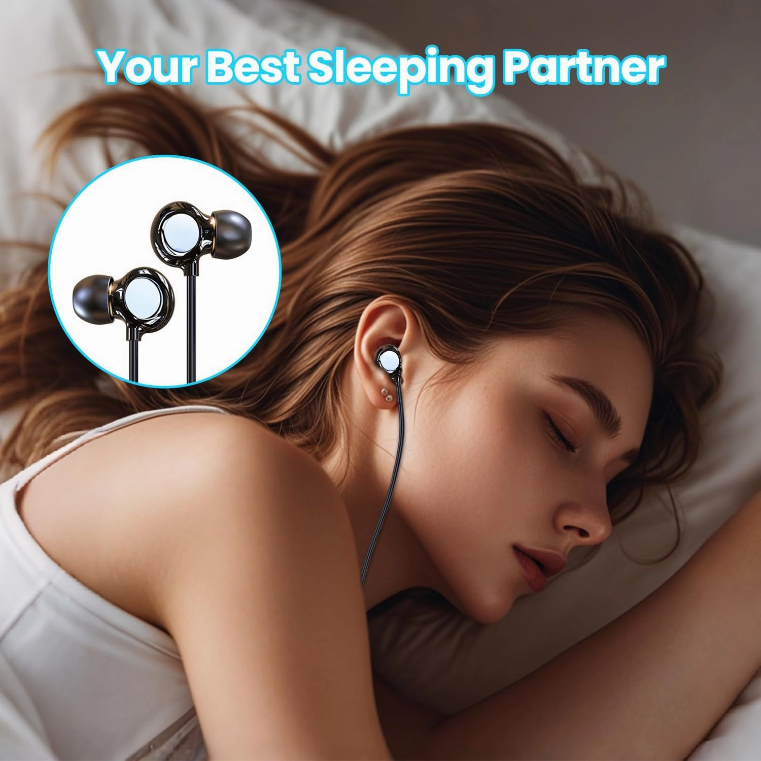 TC01 Ceramic Wired Earphones Sleep Headphones, Noise Blocking Sleep Earbuds, Small Earplugs for Side Sleepers, Snoring, Yoga, Travel, 3-Frequency Ultra Large Diaphragm for Superior Sound Quality