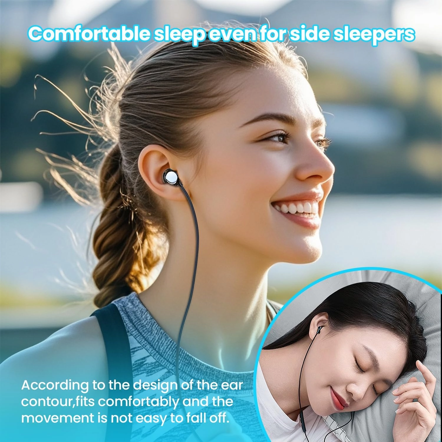 TC01 Ceramic Wired Earphones Sleep Headphones, Noise Blocking Sleep Earbuds, Small Earplugs for Side Sleepers, Snoring, Yoga, Travel, 3-Frequency Ultra Large Diaphragm for Superior Sound Quality