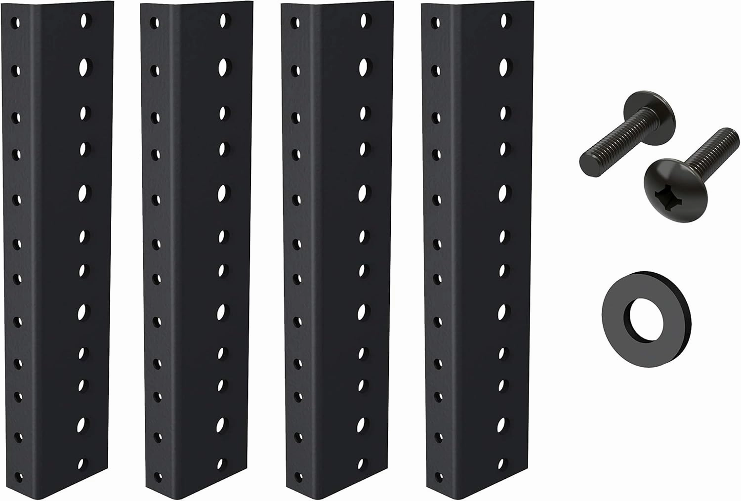 TCH Hardware - 12U Full Hole, Vertical Rack Rail DYI Kit with Hardware | 4 Pieces Rail Kit   96 Rack Screws & Washers Hardware | Server and Other Mounting Equipment - Black music server,hi-fi media server,digital audio storage,