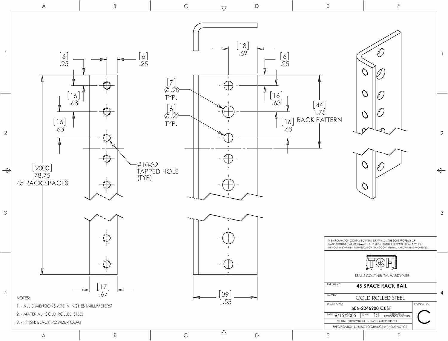 TCH Hardware - 12U Full Hole, Vertical Rack Rail DYI Kit with Hardware | 4 Pieces Rail Kit   96 Rack Screws & Washers Hardware | Server and Other Mounting Equipment - Black