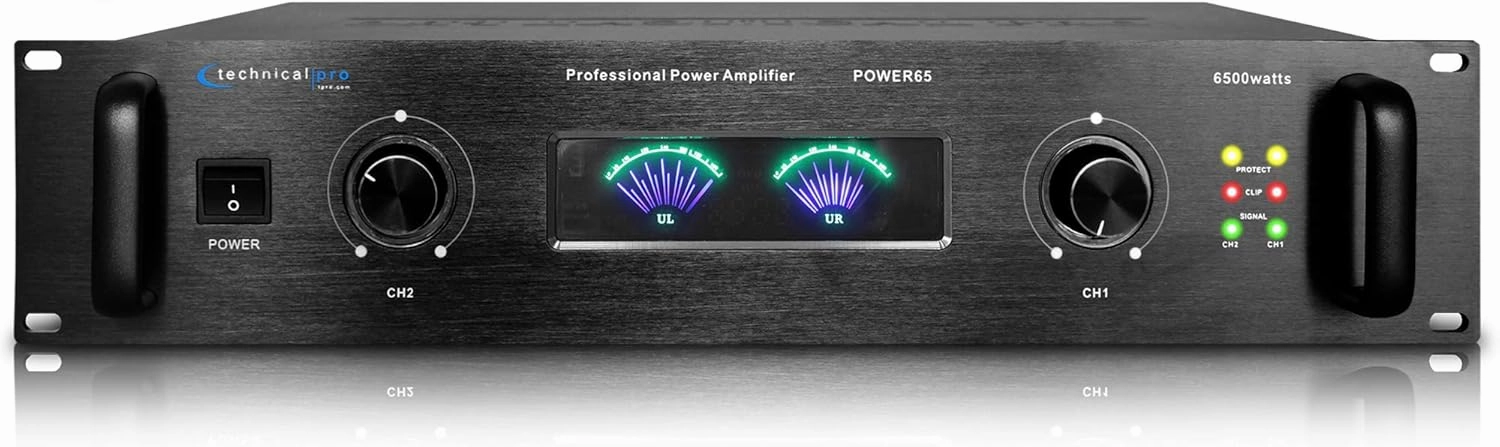Technical Pro 6000 Watts Professional Portable PA System, 2 Channel Digital Stereo Power Amplifier with Dual Cooling Speed Fans for Home Speaker System power amplifier,stereo amp,hi-fi power amp,