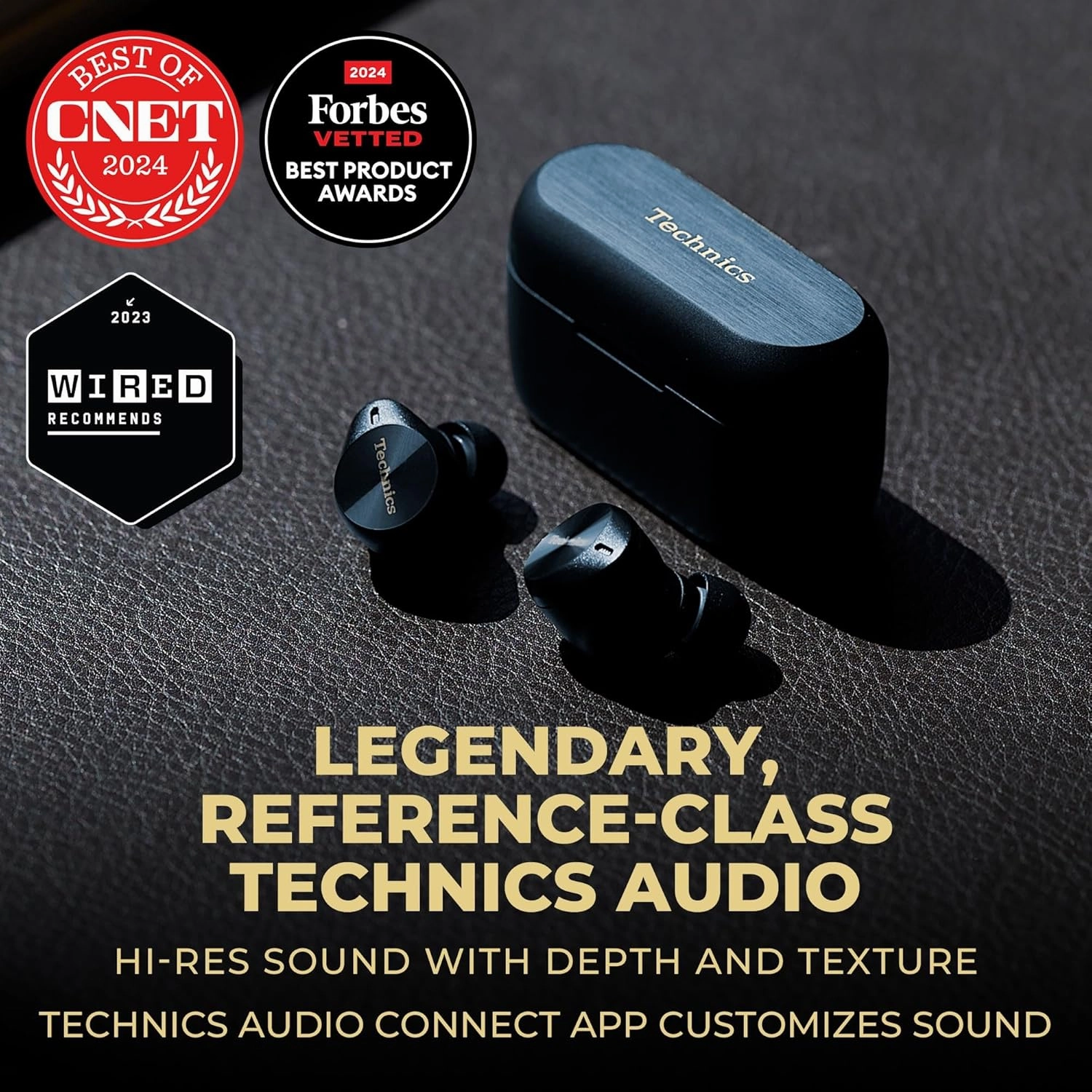 Technics Premium Hi-Fi True Wireless Bluetooth Earbuds with Advanced Noise Cancelling, 3 Device Multipoint Connectivity, Wireless Charging, Hi-Res Audio   Enhanced Calling - EAH-AZ80-A (Midnight Blue)