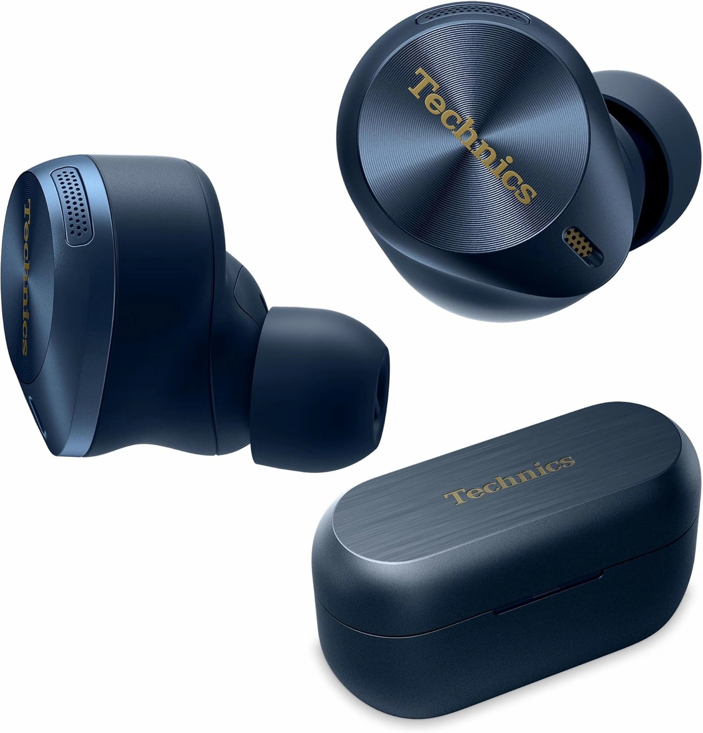 Technics Premium Hi-Fi True Wireless Bluetooth Earbuds with Advanced Noise Cancelling, 3 Device Multipoint Connectivity, Wireless Charging, Hi-Res Audio   Enhanced Calling - EAH-AZ80-A (Midnight Blue) noise cancelling headphones,ANC headphones,travel headp