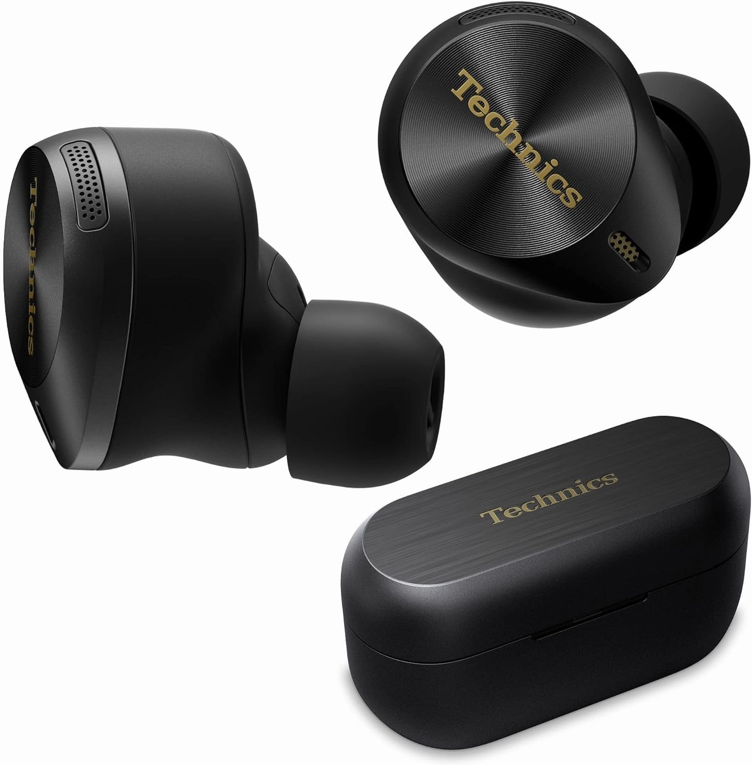 Technics Premium Hi-Fi True Wireless Bluetooth Earbuds with Advanced Noise Cancelling, 3 Device Multipoint Connectivity, Wireless Charging, Hi-Res Audio   Enhanced Calling - EAH-AZ80-K (Black) TWS earbuds,compact wireless buds,Bluetooth ear tips,