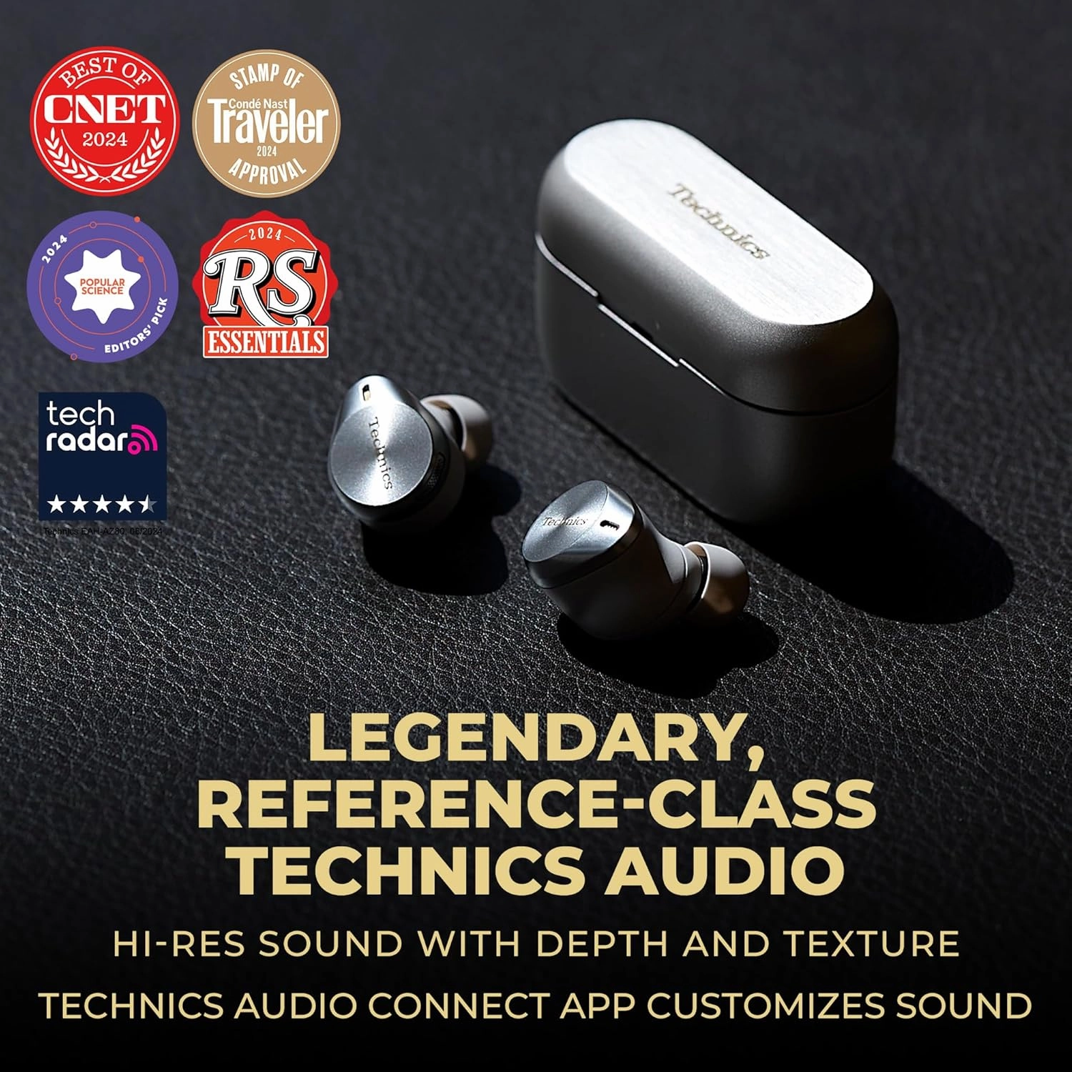 Technics Premium Hi-Fi True Wireless Bluetooth Earbuds with Advanced Noise Cancelling, 3 Device Multipoint Connectivity, Wireless Charging, Hi-Res Audio   Enhanced Calling - EAH-AZ80-S (Silver)
