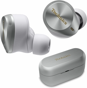 Technics Premium Hi-Fi True Wireless Bluetooth Earbuds with Advanced Noise Cancelling, 3 Device Multipoint Connectivity, Wireless Charging, Hi-Res Audio   Enhanced Calling - EAH-AZ80-S (Silver) noise cancelling headphones,ANC headphones,travel headphones,