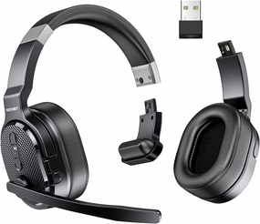TECKNET Bluetooth Trucker Headset, Single and Dual Ear Wireless Headset with Mic for Work Noise Cancelling, 50Hrs 3 EQ Music Modes Trucker Bluetooth Headphones for PC, Drivers, Office, Call Center noise cancelling headphones,ANC headphones,travel headphone