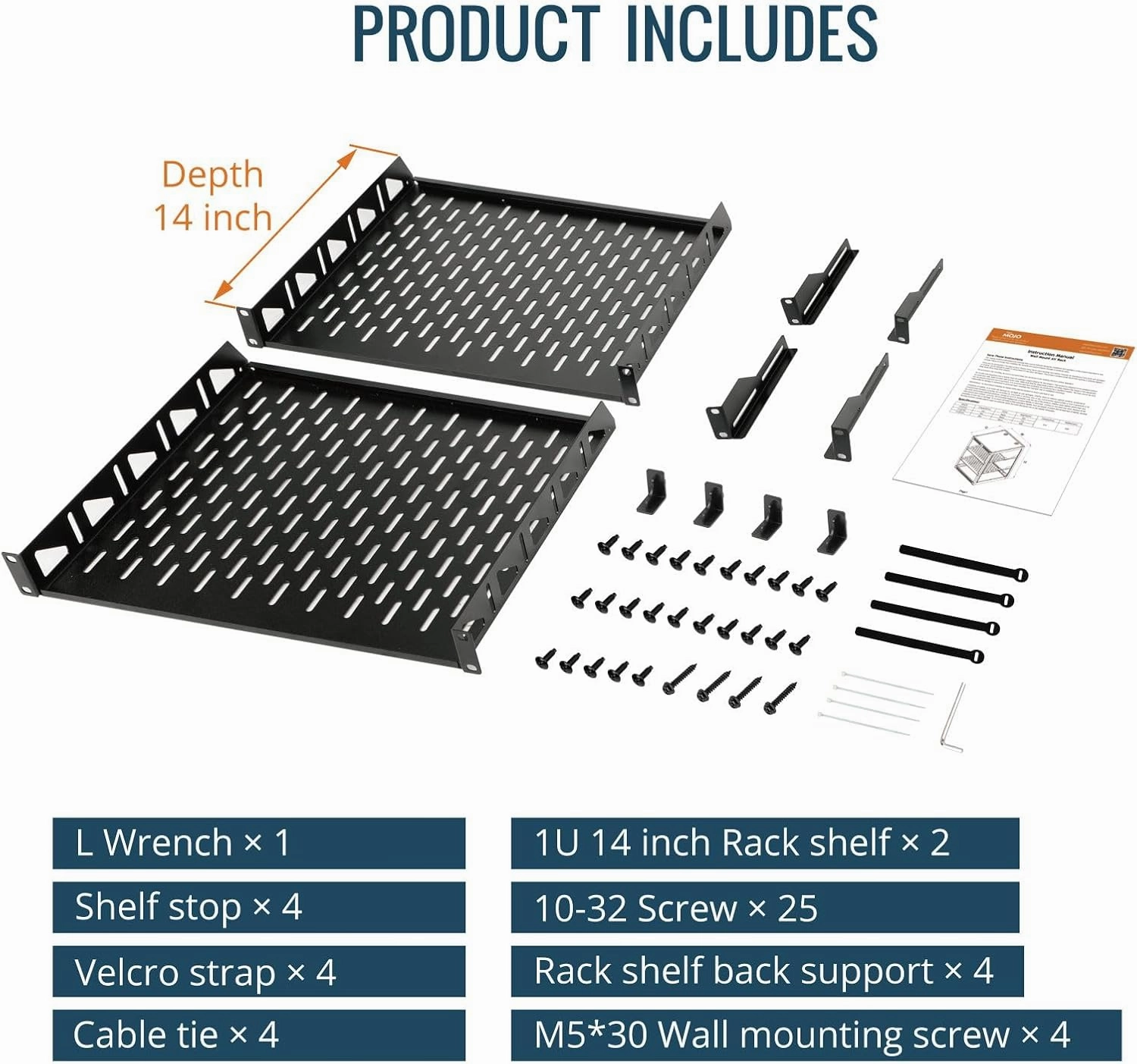 Tecmojo 12U Open Frame Network Rack for IT & AV Gear, AV Rack Floor Standing or Wall Mounted,with 2 PCS 1U Rack Shelves & Mounting Hardware,Network Rack for 19" Networking,Audio and Video Device