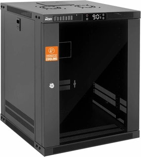 Tecmojo 12U Wall Mount Rack with Thermostat, 17.7inch Depth Enclosed Server Cabinet with 2 Cooling Fans,Lockable Door & Hardware,12U Rack for 19inch Equipments,Glass Door equipment cabinet,AV gear cabinet,component enclosure,