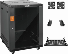 Tecmojo 15U Wall Mount Rack,15U Rack 17.7 Inch Depth,Hold Up to 176 Lbs,Enclosed Wall Mount Rack Kit for 19 Inch Network,Server and AV Gear,Glass Door(Elite Collection) audio rack,hi-fi component stand,media shelf,