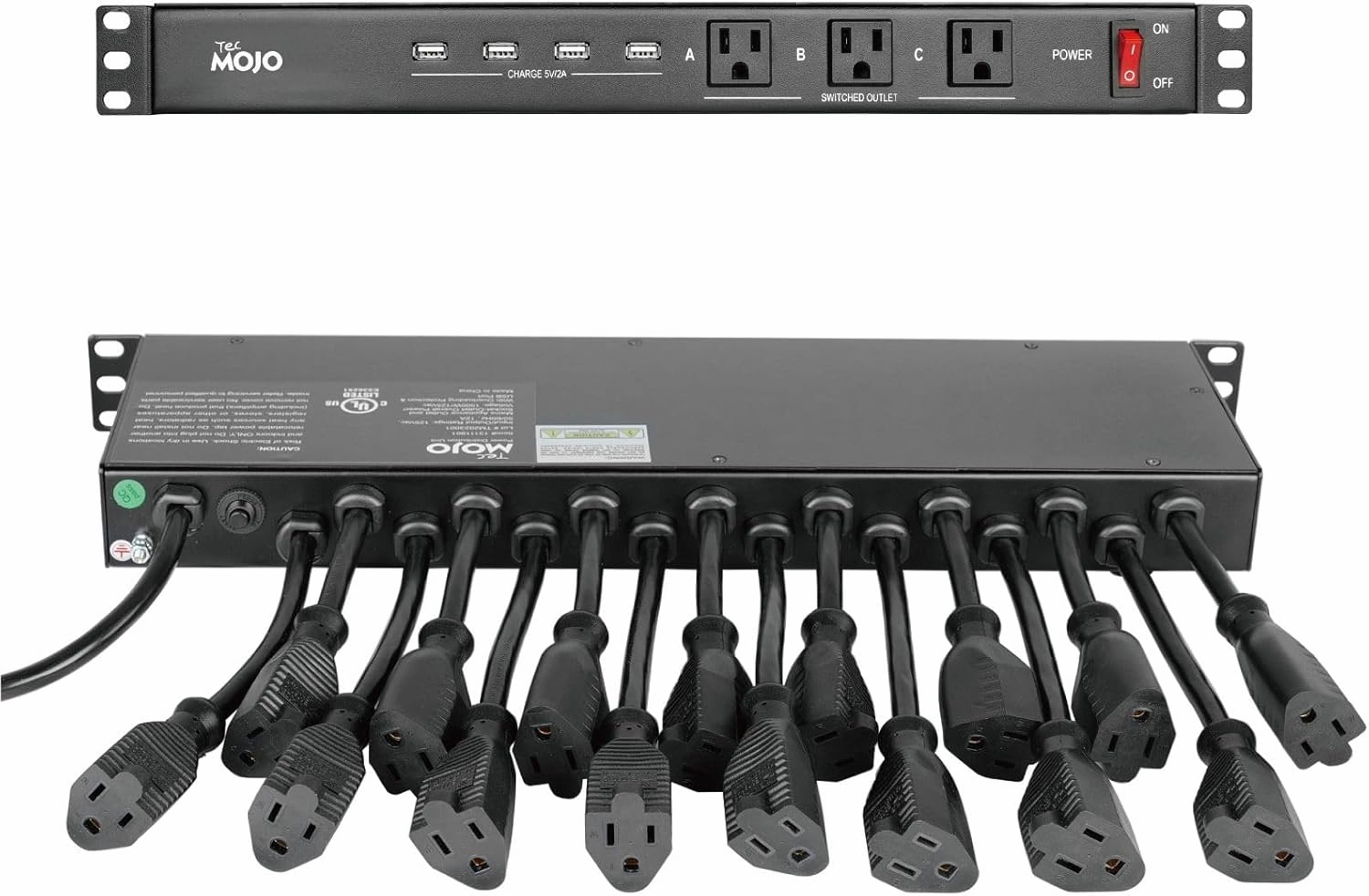 Tecmojo 1U Rack Mount 19 Outlet PDU Power Distribution Unit Power Strip Circuit Breaker fits 19-inch AV/Network/Server Cabinet/Closet/Enclosure equipment cabinet,AV gear cabinet,component enclosure,