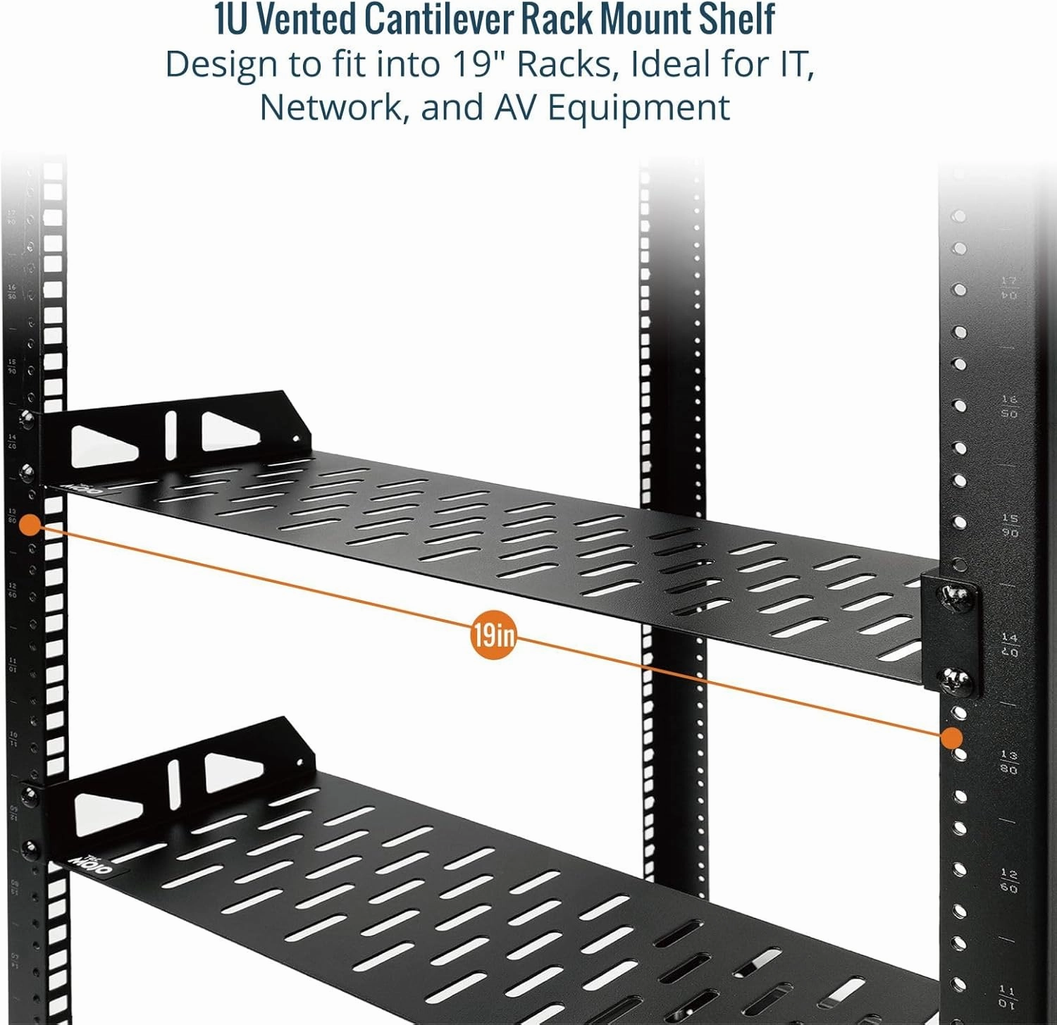 Tecmojo 1U Rack Shelf,19 inch Rack Shelf 8 inch Depth,Rack Mount Shelf with Anti-Slip Stops,Server Rack Shelf and Network Shelf for 19 in Equipments, 55lbs Capacity of Vented 1U Shelf,No Lip(2 Pack)