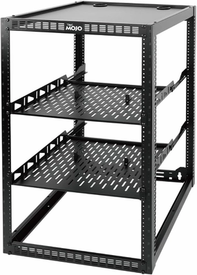 Tecmojo 20U Open Frame Network Rack for IT & AV Gear, Black, Alloy Steel, Rack Mount, Wall Floor Mount, Compatible with Networking Devices, Servers, IT Equipment rackmount gear,audio rack equipment,studio rackmounts,