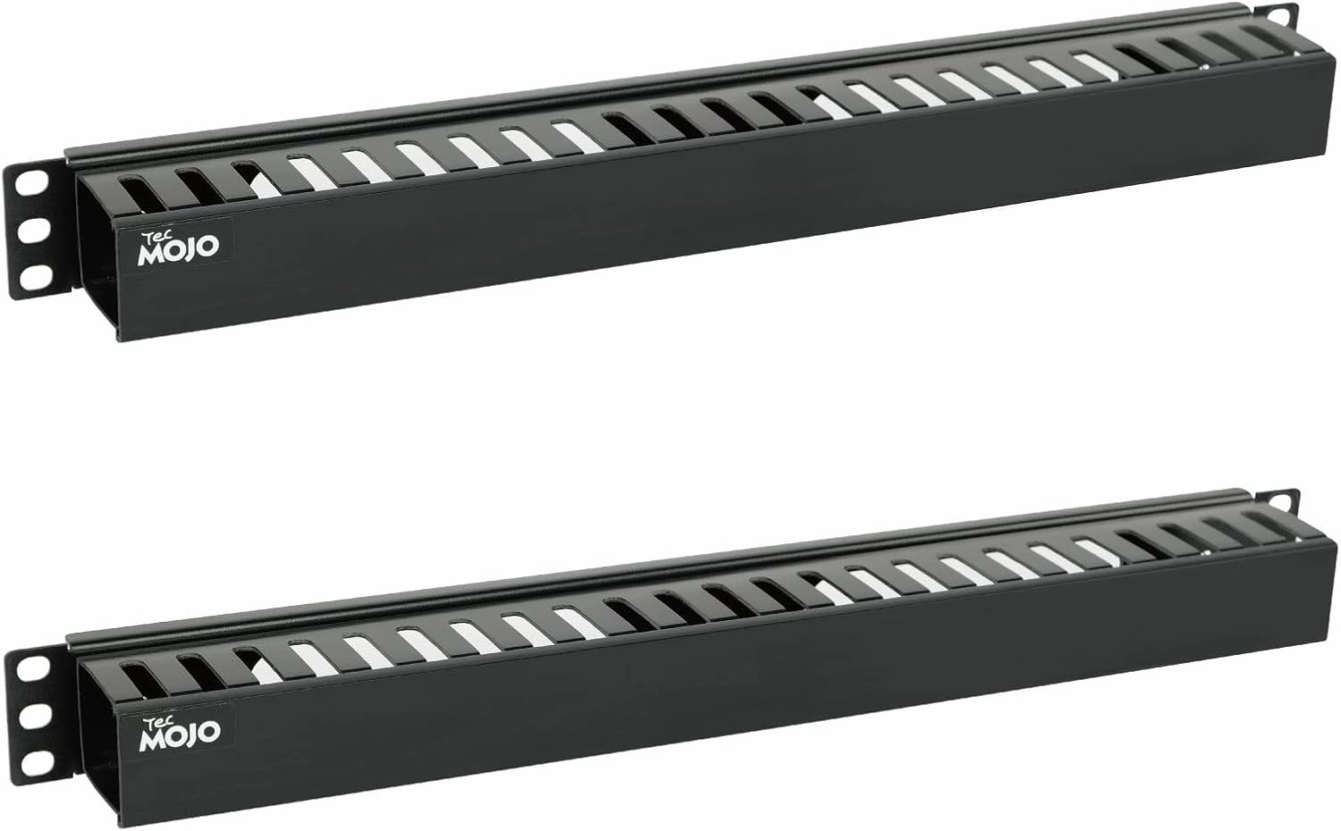 Tecmojo 2 Pack 1U Server Rack Cable Management, Plastic Horizontal Rack Mount Cable Management with Cover, for 19in AV/IT/Data/Audio Rack, 24 Slots Wire Duct Organizer audio rack,hi-fi component stand,media shelf,
