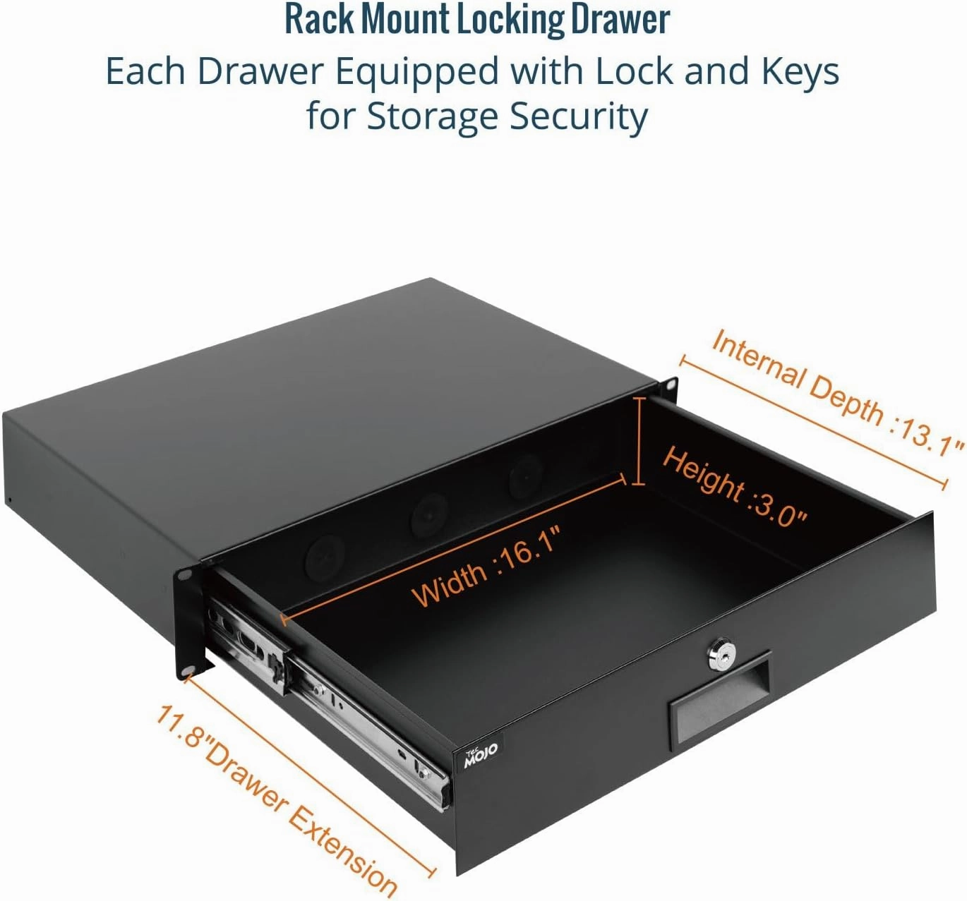 Tecmojo 2U Rack Drawer,Rack Mount Drawer for 19in Network Equipment/Server/AV Rack or Cabinet Enclosure,Sliding and Lockable Server Rack Drawer - Load-Bearing 44lb (20kg),with Cable Management Holes