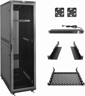 Tecmojo 42U Server Rack Network Cabinet with PDU, Cooling Fans, Rack Rails, Shelf & Casters Locking Data Cabinet Enclosure for 19" Server, Networking, AV, IT Equipment, Mesh Door (42U 23.6"w*31.5"d ) audio rack,hi-fi component stand,medi