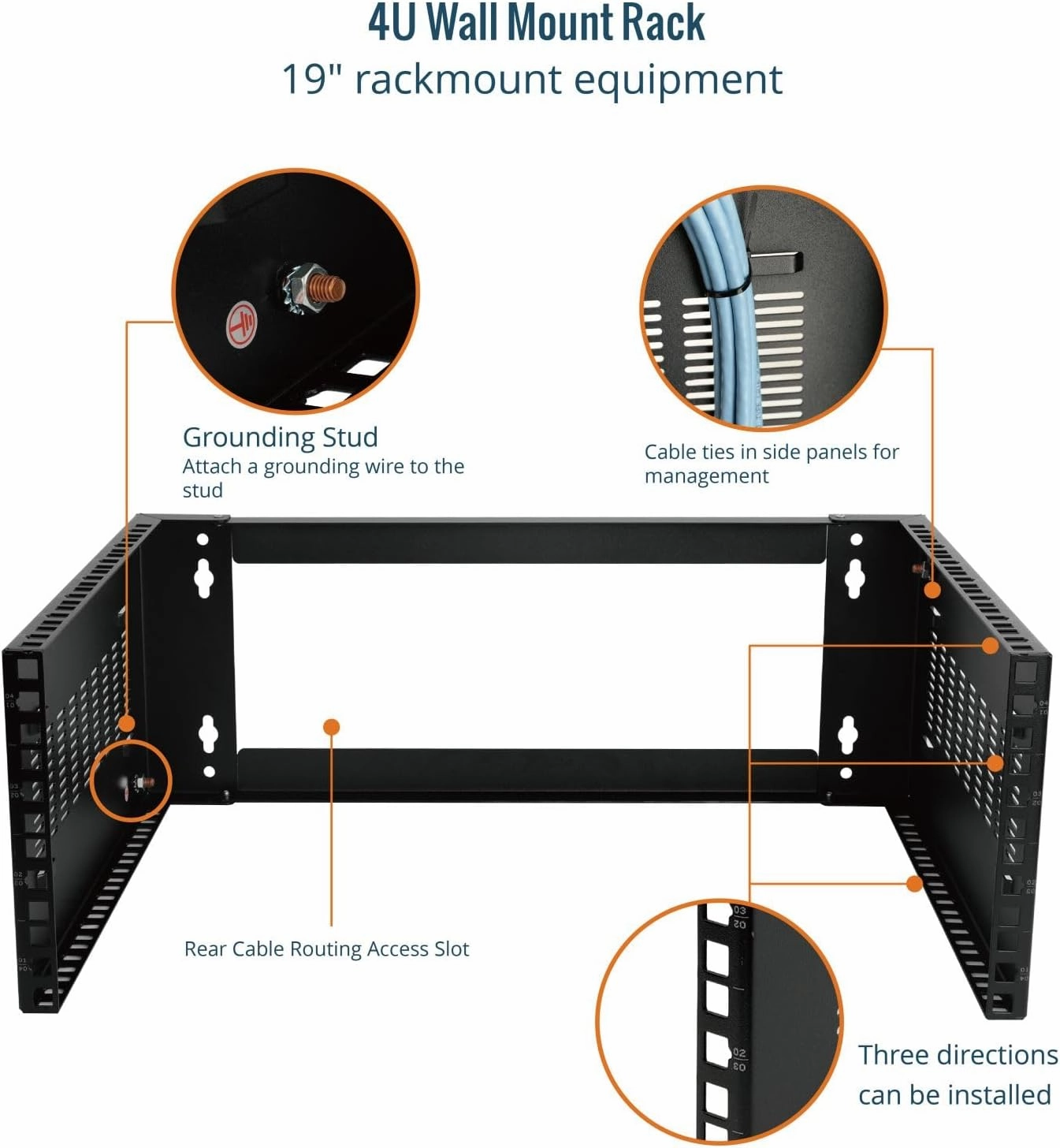 Tecmojo 4U Wall Mount Rack,4U Rack 14 inch Depth,19" Network Rack for Shallow Server and IT Equipment, Network Switches,Patch Panel Bracket,110lbs(50kg) Weight Capacity,Black