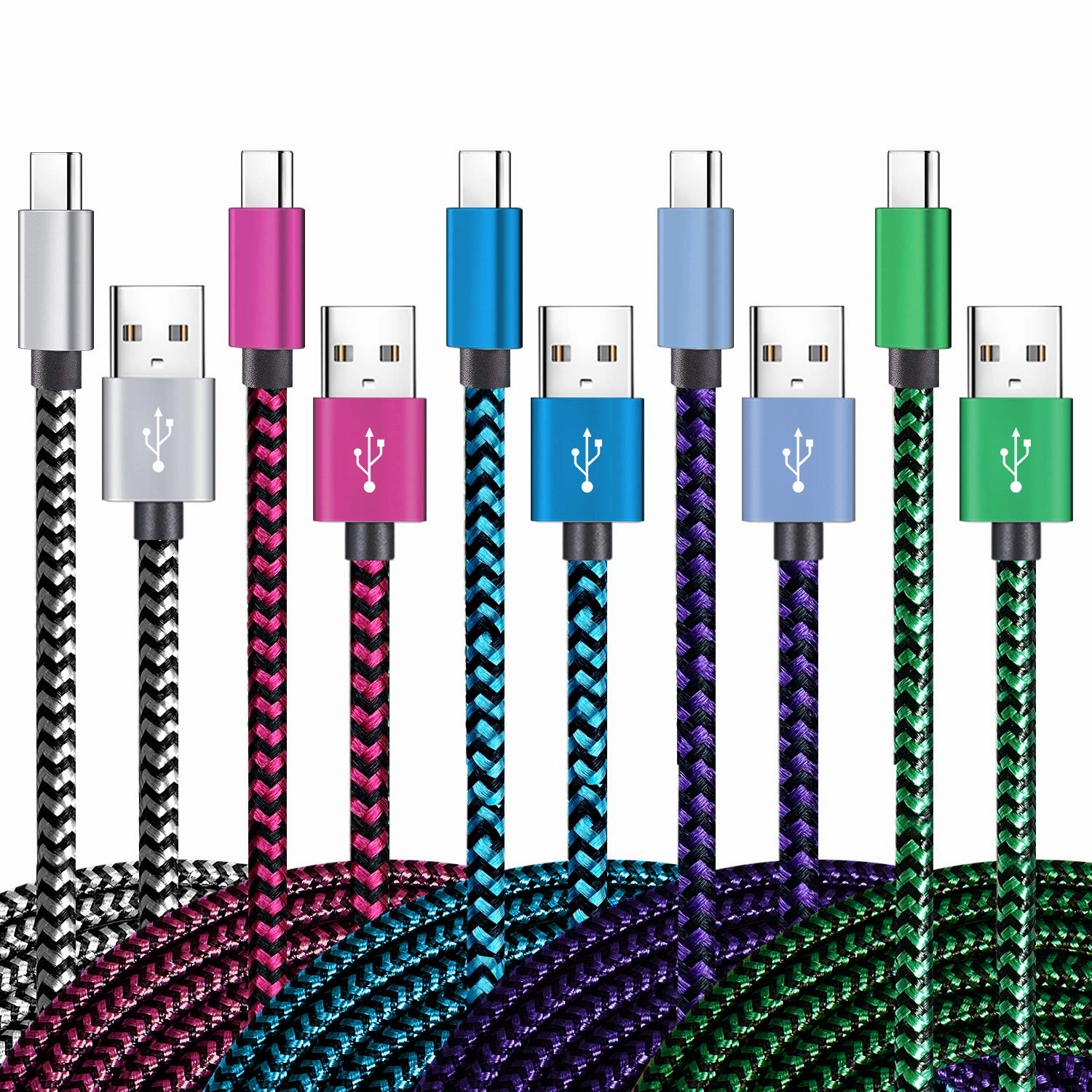 Teeind USB Type C Cable Fast Charging, Tpc001 5 Pack(6Ft 3A) Braided C Charger Cables Compatible with Samsung S10e/note 9/s10/s9/s8 Plus/A80/A50/A20 power cord,hi-fi power cable,AC power lead,