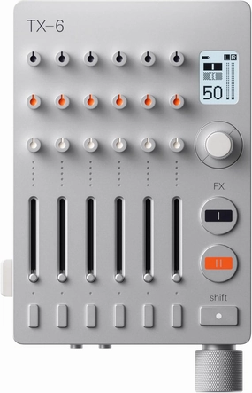 teenage engineering TX6 portable and rechargeable 6 stereo channel mixer, usb audio interface and sound card, 8 hour battery life, built-in effects, ble and usb midi, iOS compatible audio interface,USB interface,music recording input,
