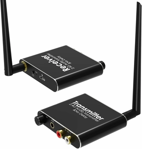 Tendak 2.4Ghz Wireless Audio Transmitter Receiver, 160 ft Long Range Low Latency Wireless Audio Adapter with Volume Control for Subwoofer/Powered Speaker/Soundbar, RCA or 3.5mm Jack Input/Output wireless audio bridge,Bluetooth transmitter,WiFi audio link,