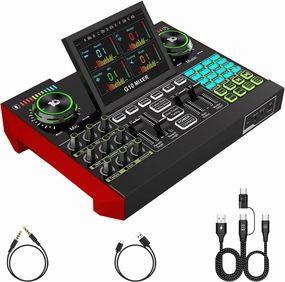 tenlamp G10 Gaming Audio Mixer, Audio Interface with 3.5mm/XLR Microphone Input, 48V Phantom Power, Voice Changer Live Sound Card for Streaming, Podcasting, Recording, and Singing Content Creation audio interface,USB interface,music recording input,