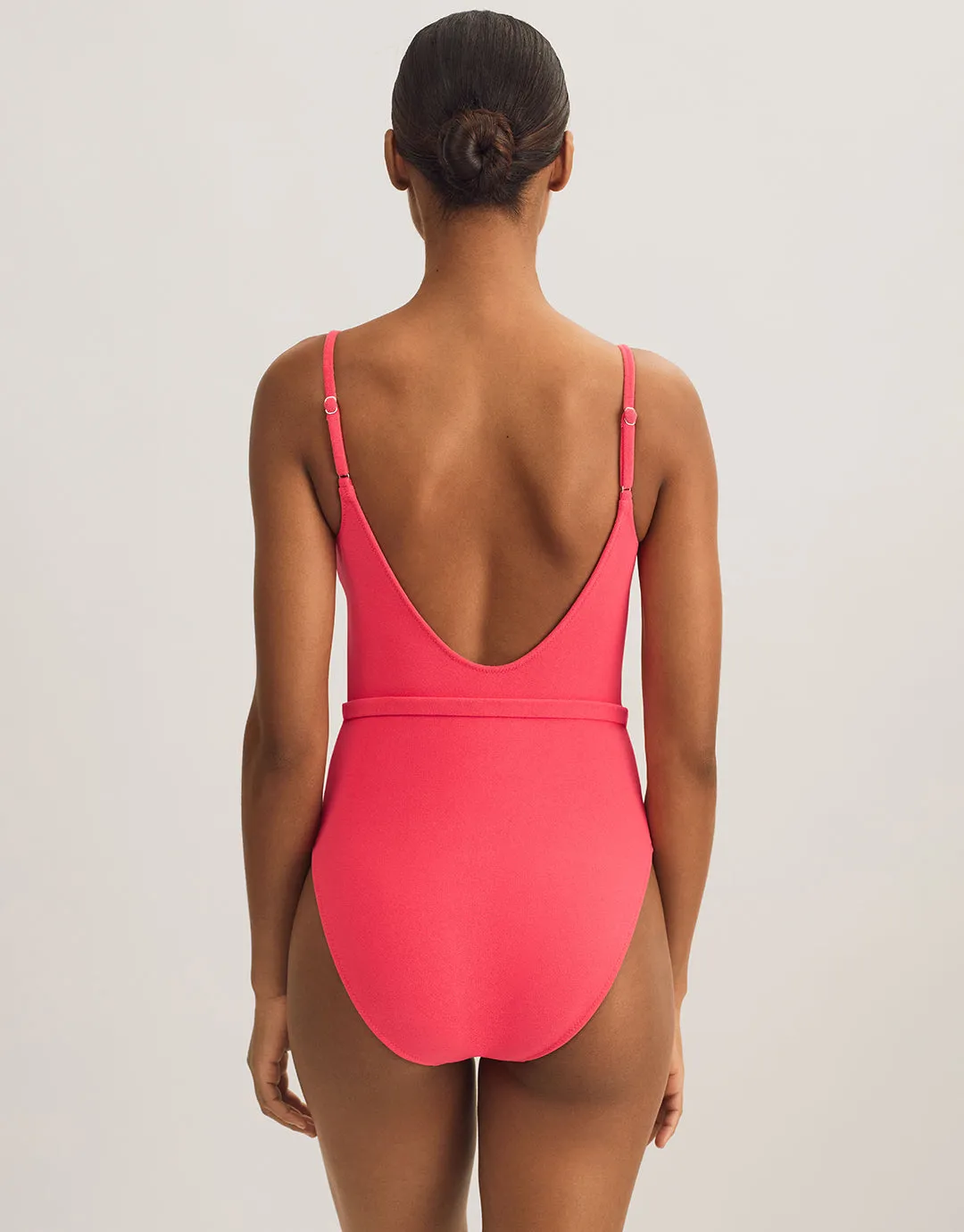 Terry Belted Kennedy Swimsuit - Coral