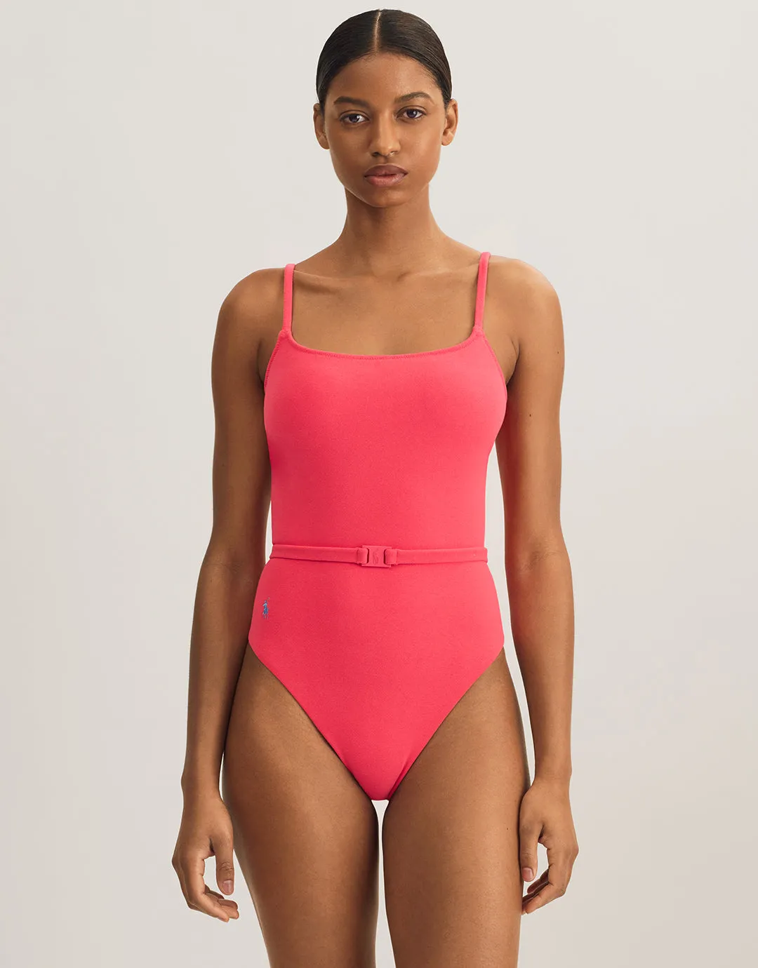 Terry Belted Kennedy Swimsuit - Coral