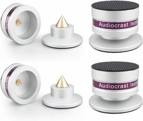 Tertullus 4 Pcs Aluminum Speaker Spike Speaker Isolation Feet Top Pad Turntable Isolation Feet for Amplifier Speaker Turntable Player Subwoofer Silver isolation pads,speaker feet,vibration dampeners,