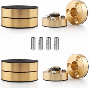 Tertullus 4 Pcs Speaker Isolation Feet Anti Vibration Pads with Stainless Steel Ball Speaker Pad Stand 39mm24mm Aluminum Absorb Shock for Hifi Equipments(Gold) isolation pads,speaker feet,vibration dampeners,