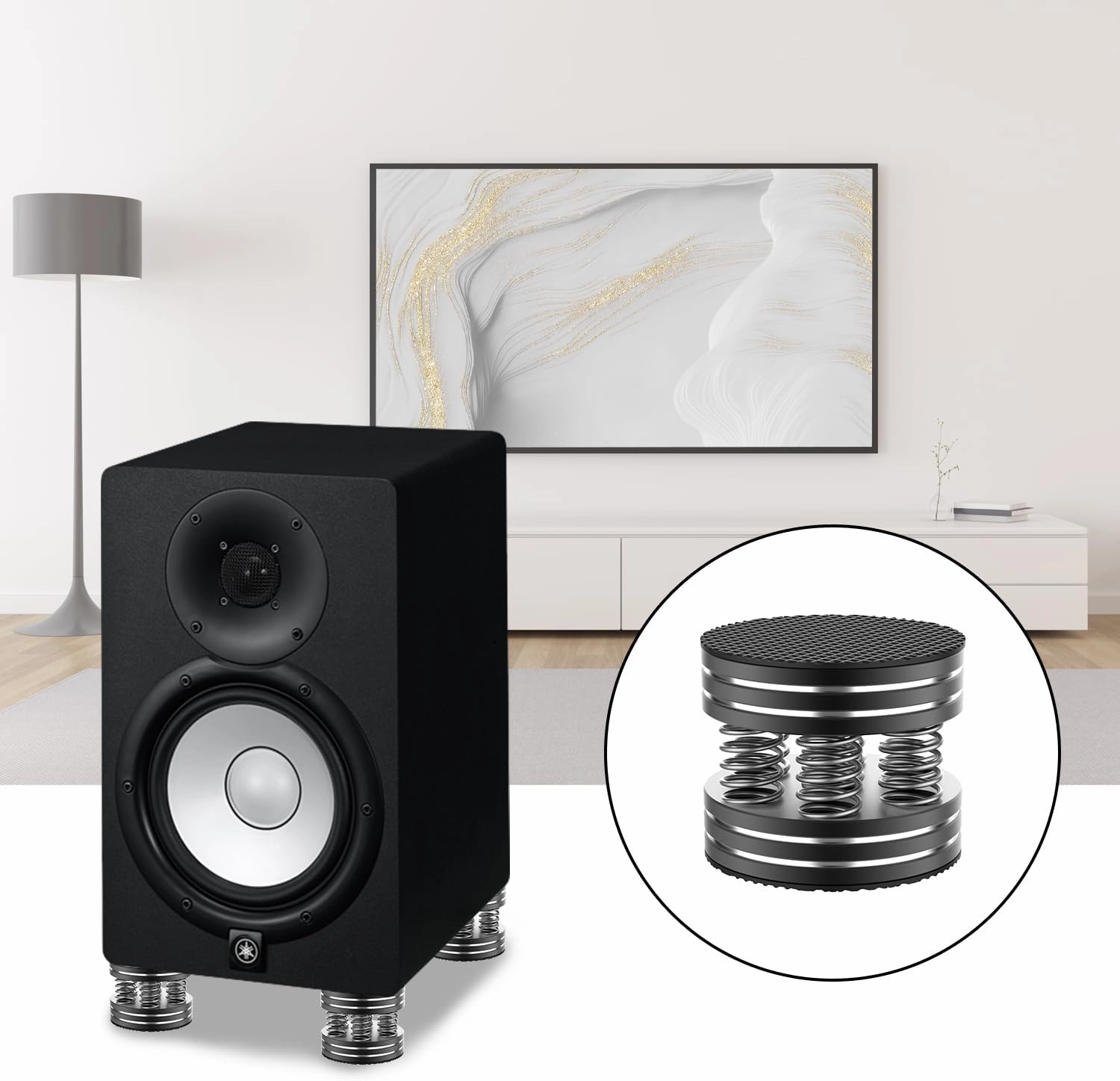 Tertullus Speaker Spikes 4PCS HiFi Spring Speaker Isolation Feet, Aluminum Non-Slip Shockproof Turntable Stand Feet for Audio,Speakers, Subwoofers, Home Theater, Turntable DAC Feet Pad (Black)