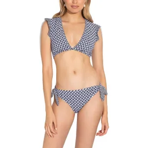 Textured Chevron Bow Bikini Bottom In Navy